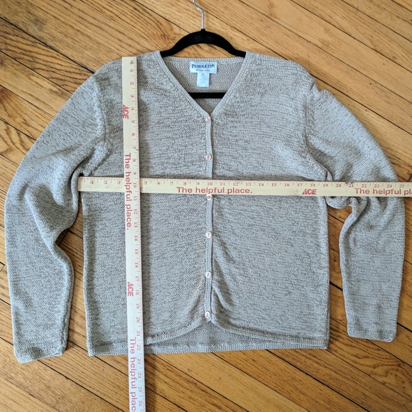 Fall Pendleton Linen Oregon Beige Tan Cardigan - Picture 5 of 5